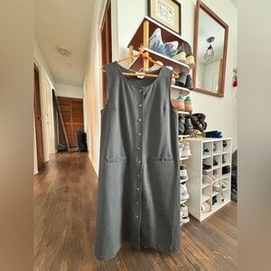 Talbots Charcoal Button-Front Midi Dress